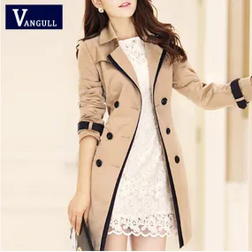 2017 new hot  spring autumn overcoats women's trench coats long sleeve fashion turn-down collar overwear clothing S-XXXL