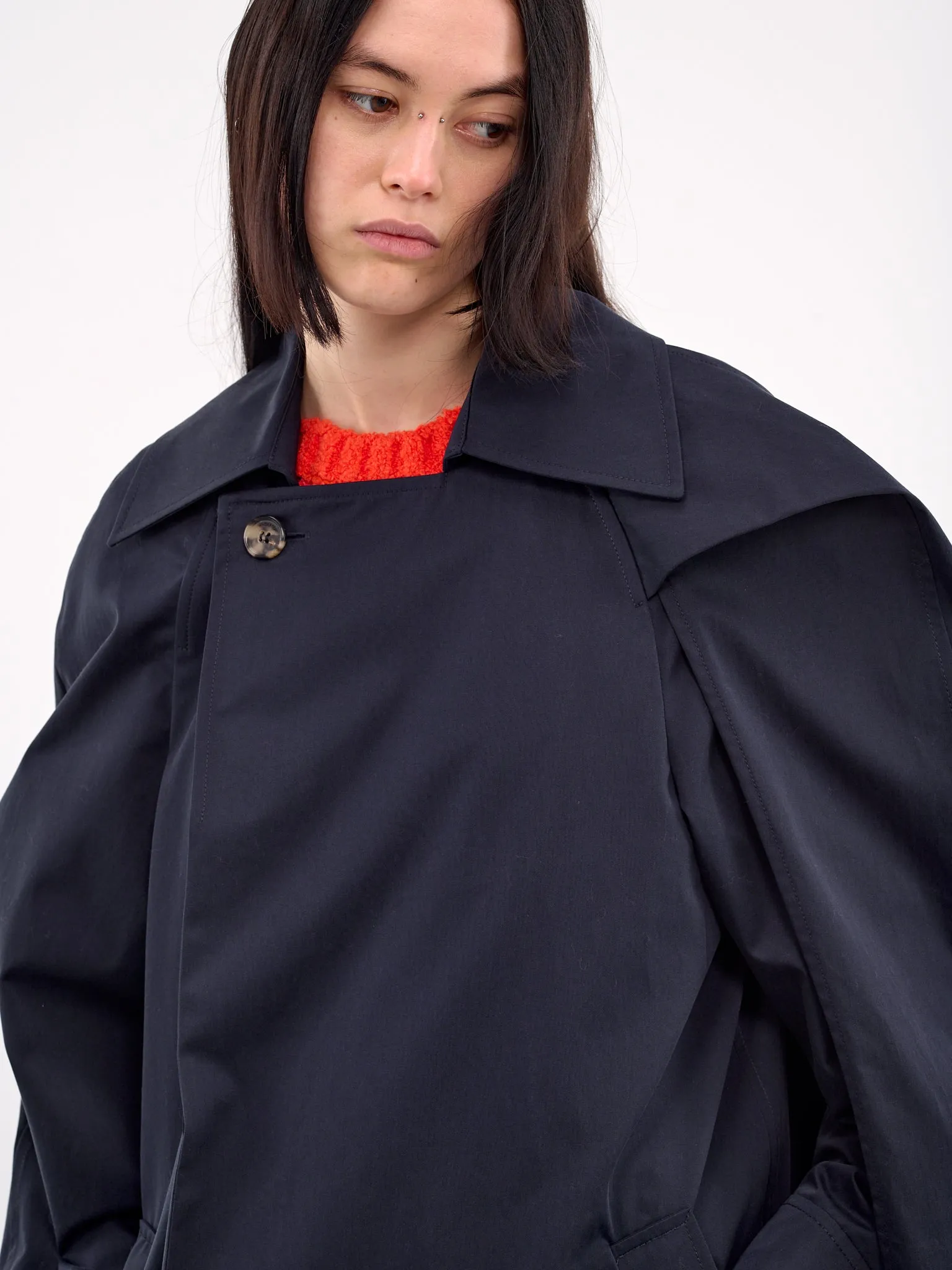 Asymmetric Cape Trench Coat (CO0327-PG0289-BRIGHT-NAVY)