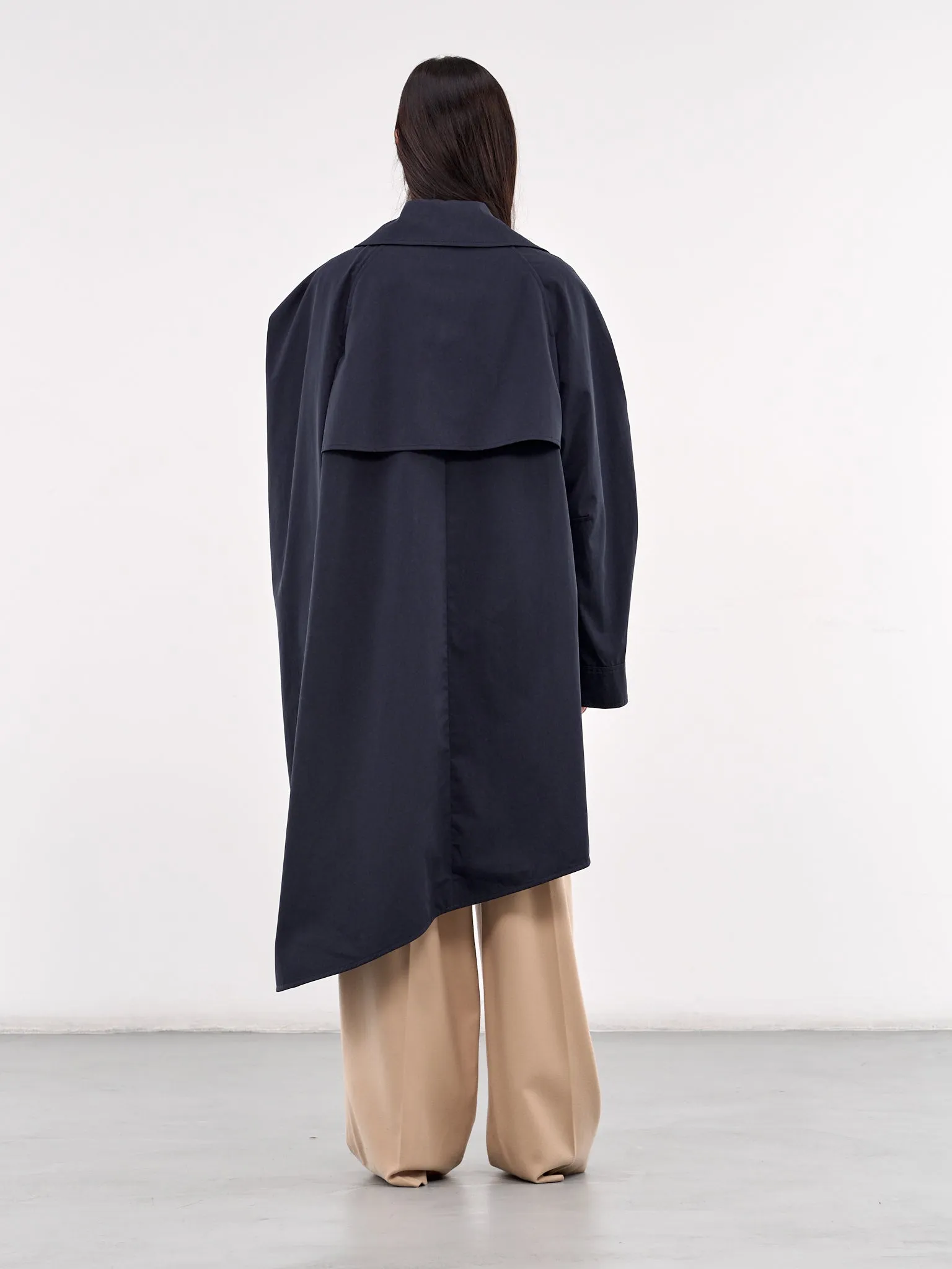 Asymmetric Cape Trench Coat (CO0327-PG0289-BRIGHT-NAVY)