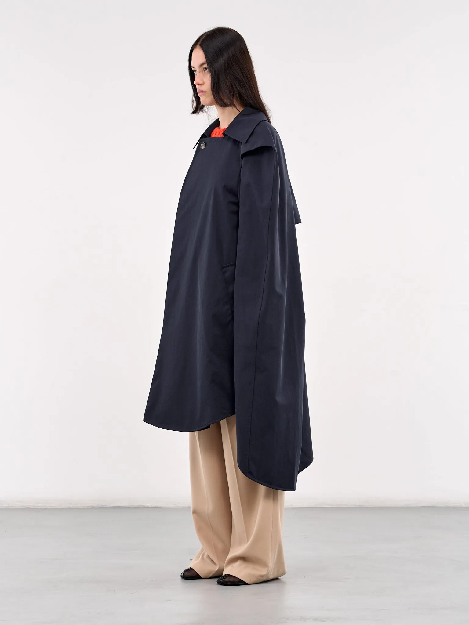 Asymmetric Cape Trench Coat (CO0327-PG0289-BRIGHT-NAVY)