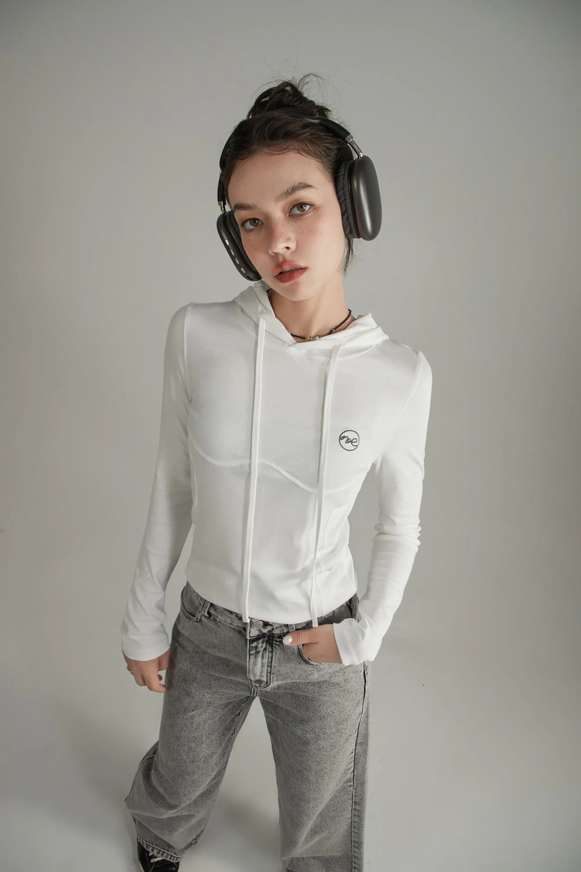 Basic Corset Slim Long Sleeve Hoodie