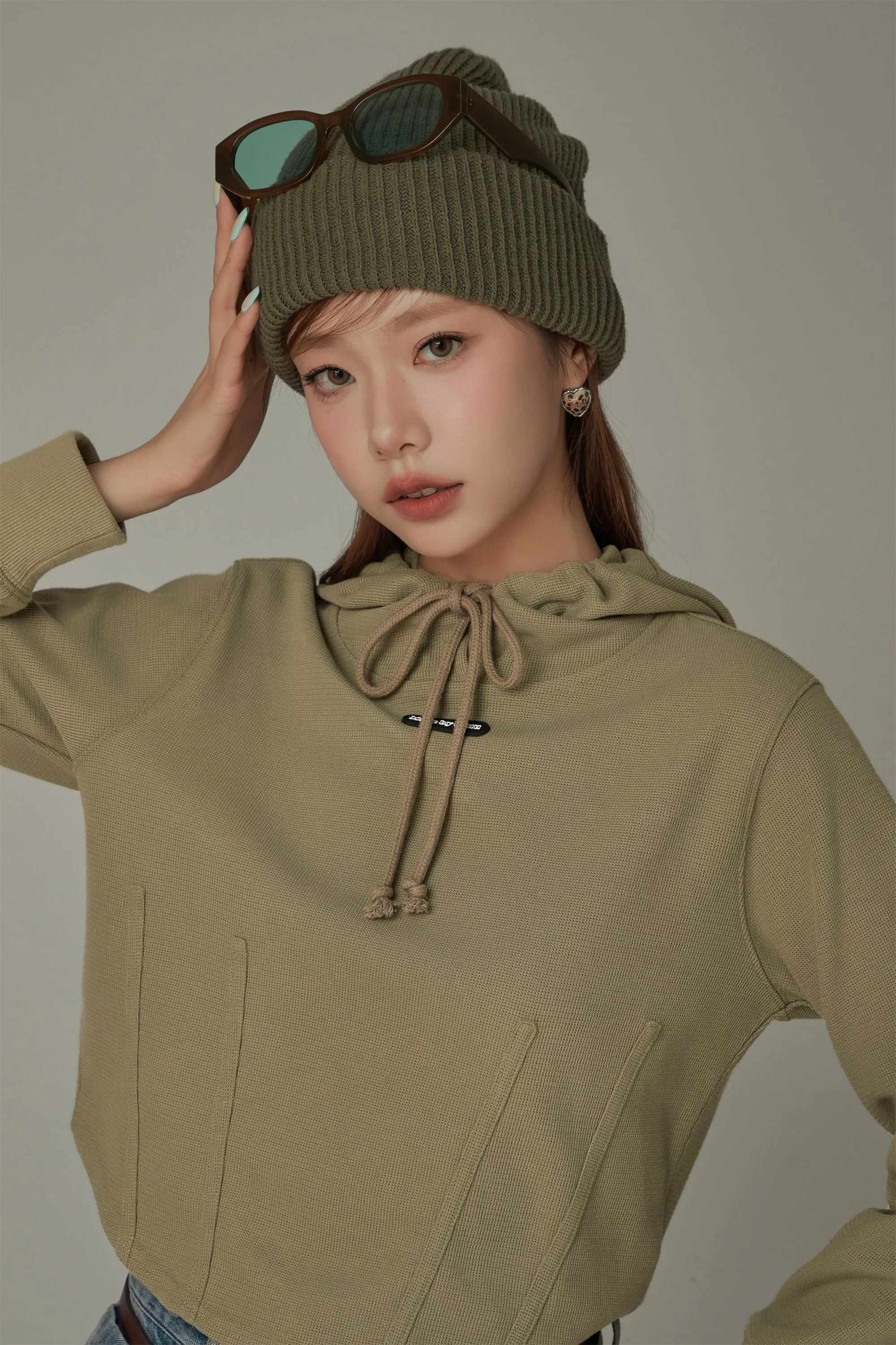 Basic Crop Drawstring Hoodie