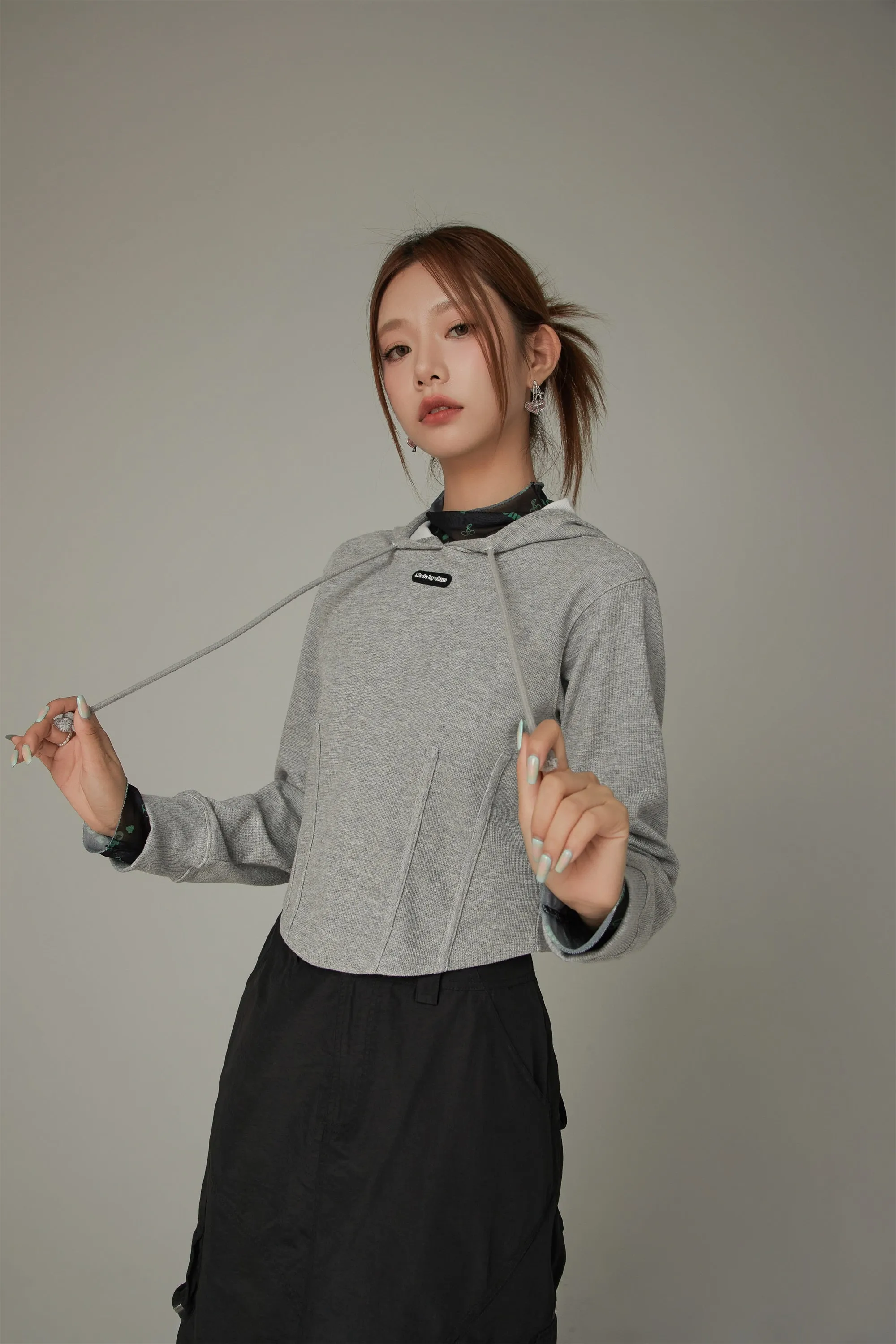 Basic Crop Drawstring Hoodie