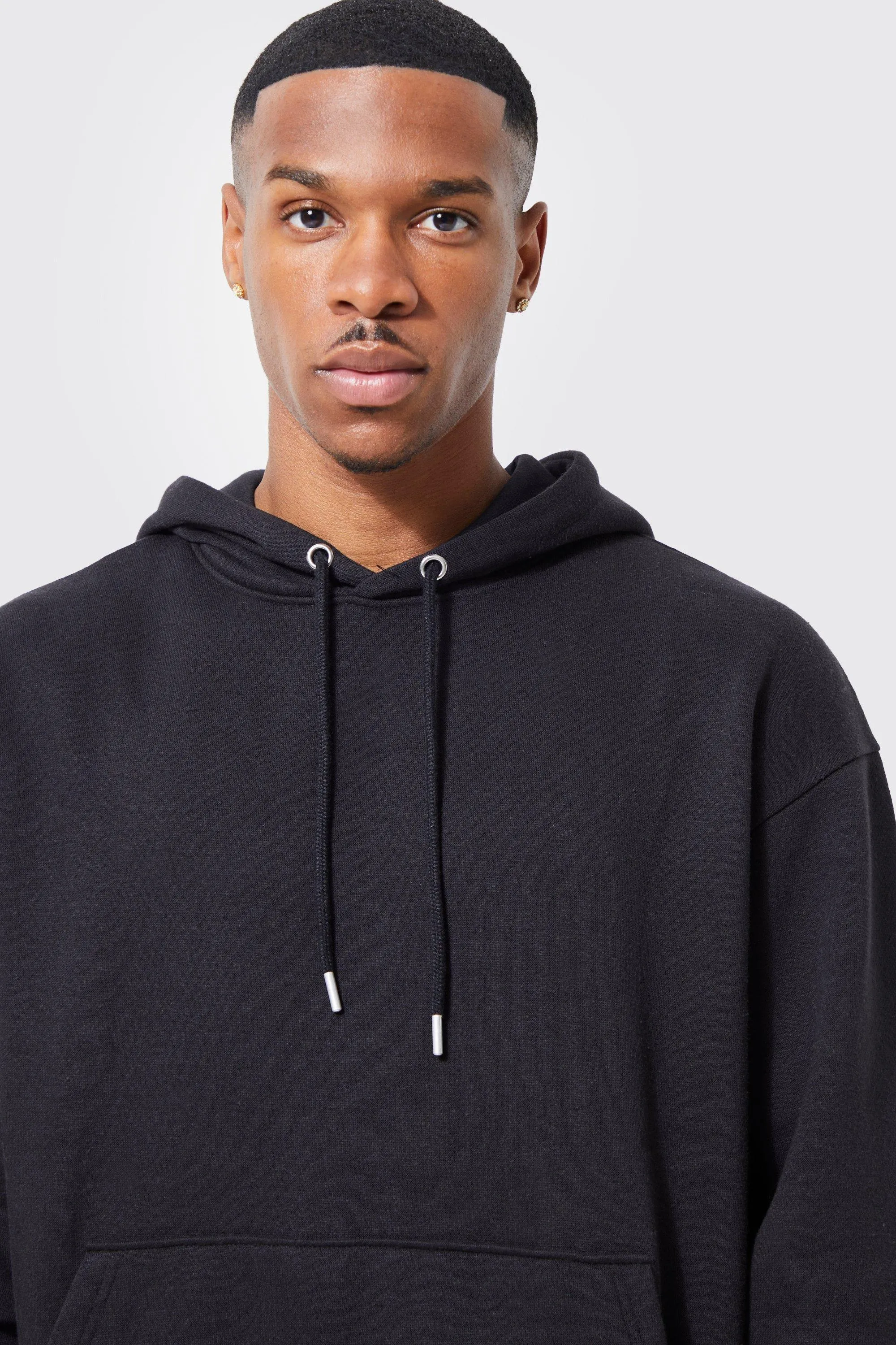 Basic oversized boxy Boohoo hoodie, black