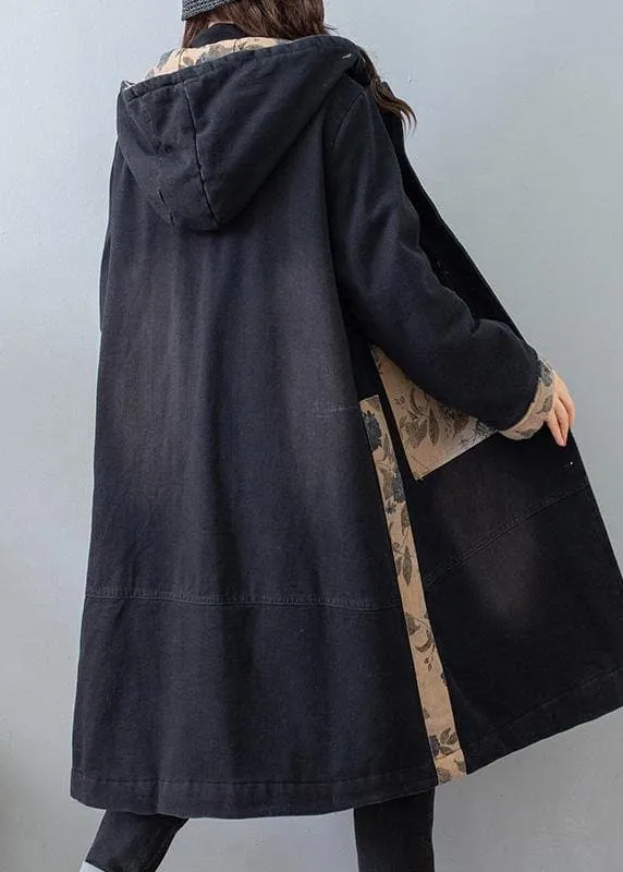 Beautiful Denim Black Quality Clothes For Women Tutorials Hooded Pockets Spring Coats