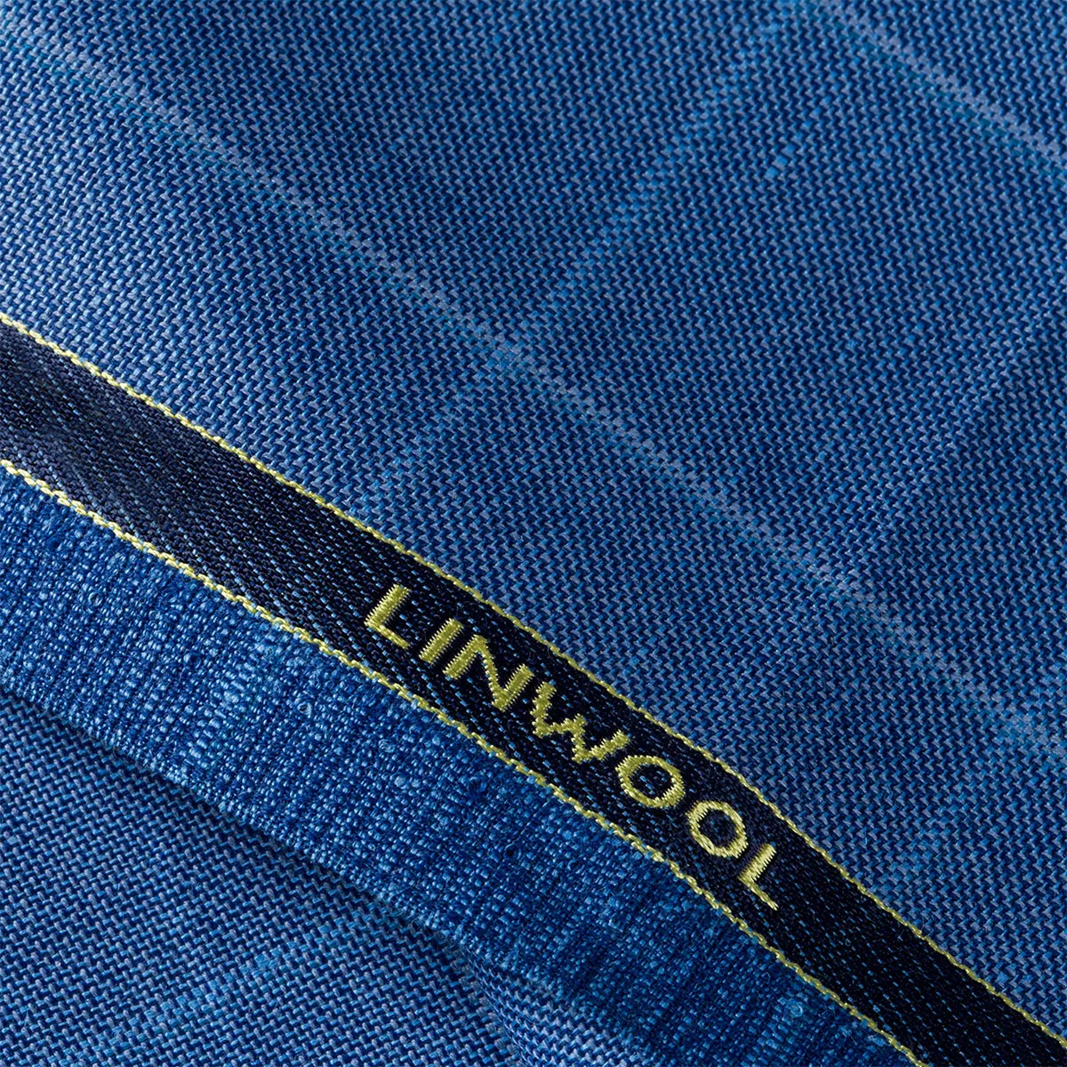 Big Checks Medium Blue Linwool Jacketing Fabric