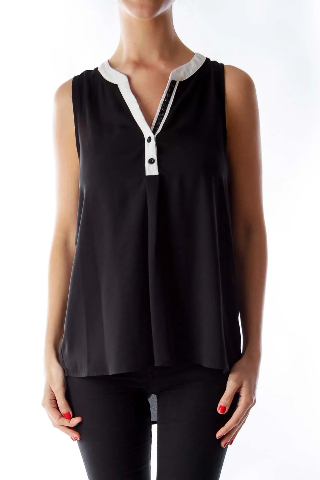 Black & White V Neck Top