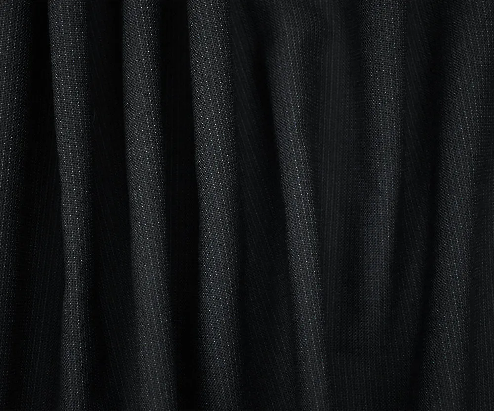 Black-Cool Gray Wool-Poly Stripe Woven Dobby Suiting Fabric