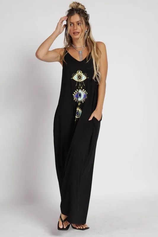 Black Evil Eyes Maxi Dress