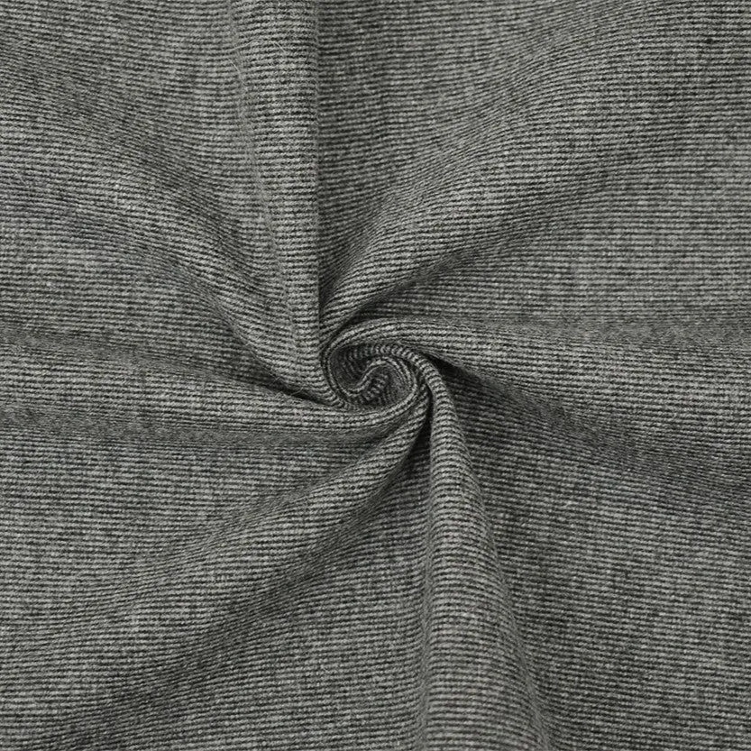 Black-Gray Cotton Wool Blend Textured Stripe Stretch Jacketing Woven Fabric