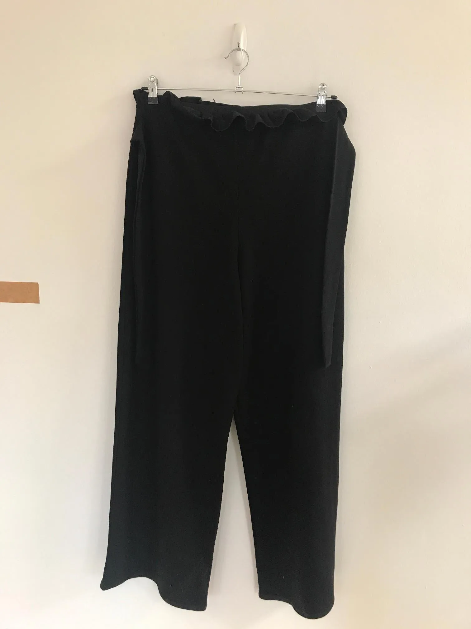 Black Paperbag Wide Leg Trousers- Tall- High Rise, Pretty Little Thing, Size 16, 18 (Elastane, Polyester)