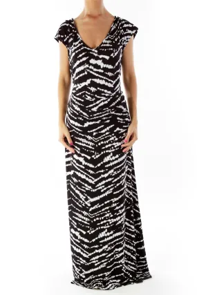 Black White Tie Dye Maxi Dress