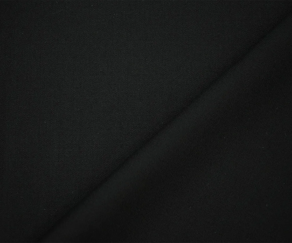 Black Wool Solid Twill Woven Suiting Fabric