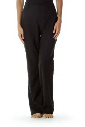 Black Wool Straight Leg Pants