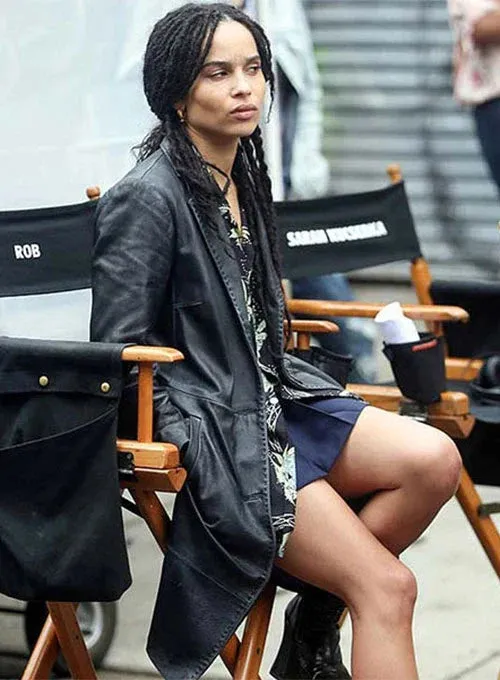 Bold Long Leather Coat worn by Zoë Kravitz