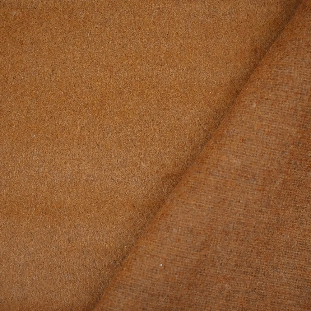 Brown Melton Wool-Poly Brushed Double Woven Jacketing Fabric