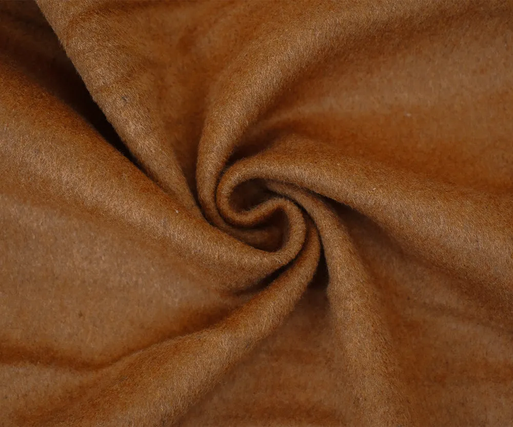 Brown Melton Wool-Poly Brushed Double Woven Jacketing Fabric