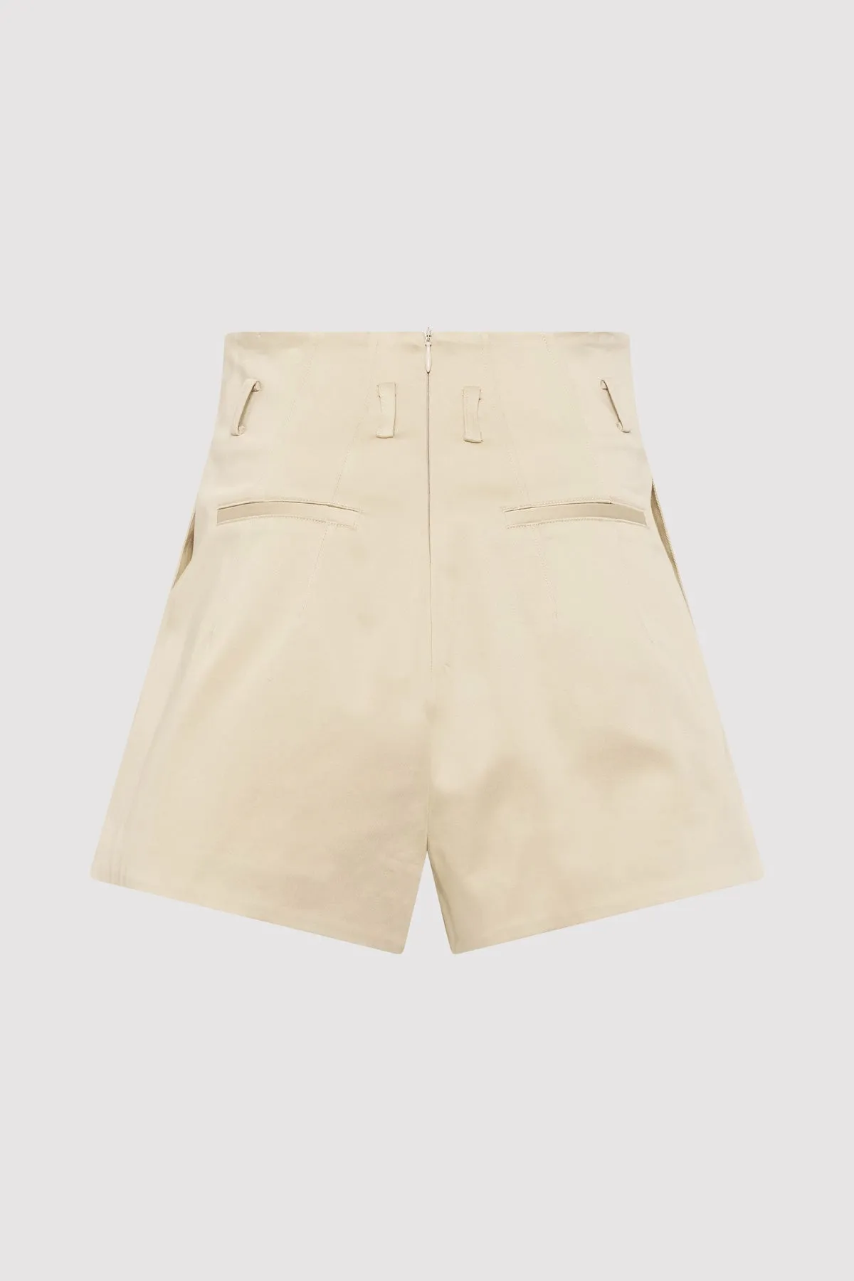 Cotton Paperbag Waist Shorts - Champagne