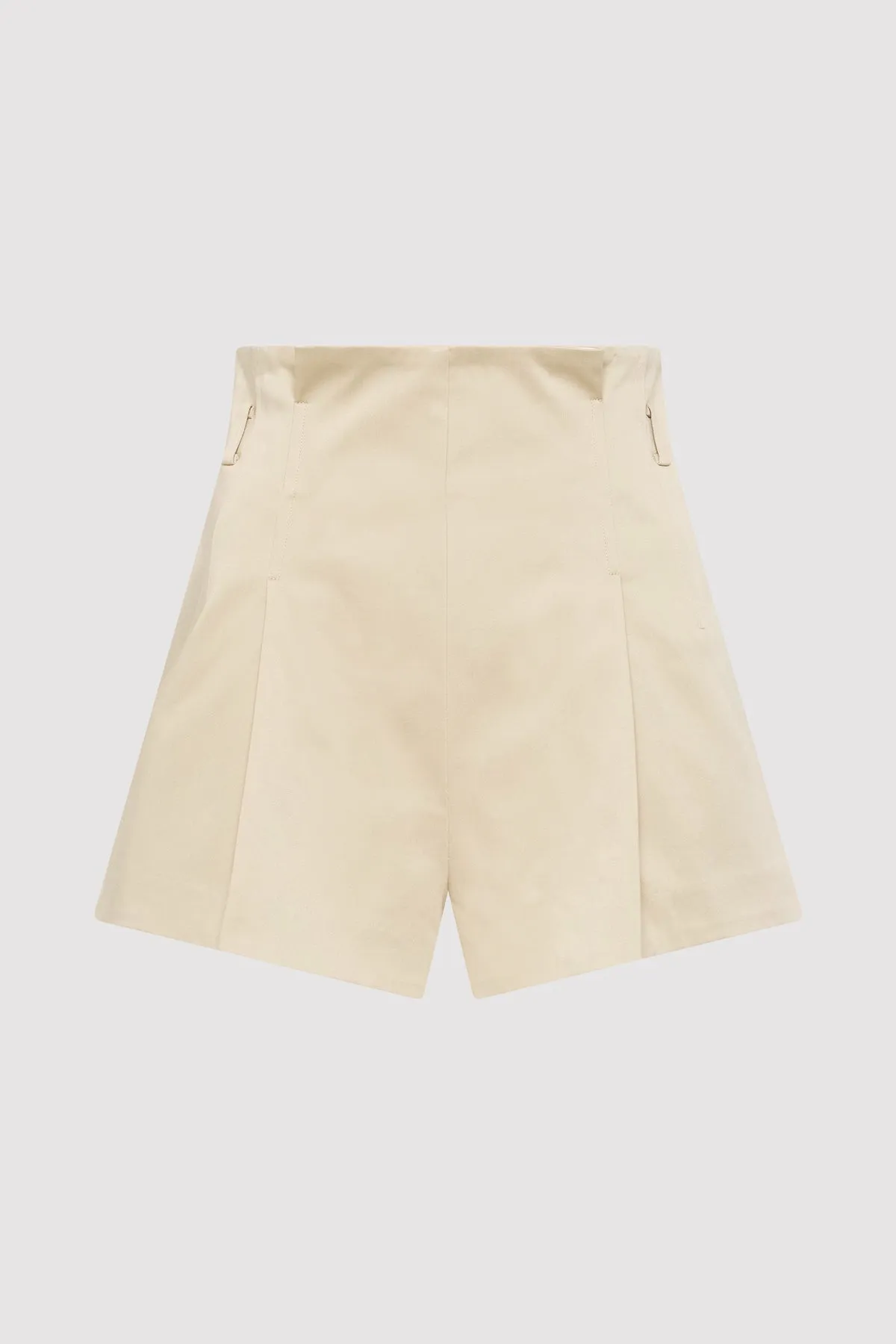 Cotton Paperbag Waist Shorts - Champagne