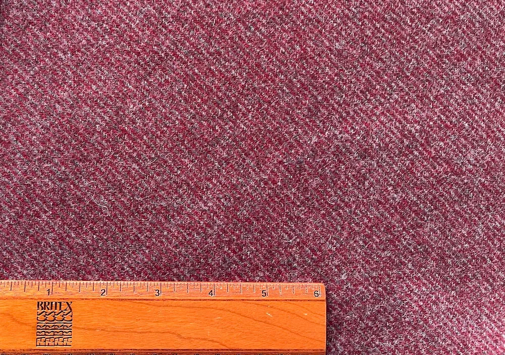 Cranberry & Smoke Wool Twill (Made in Italy)