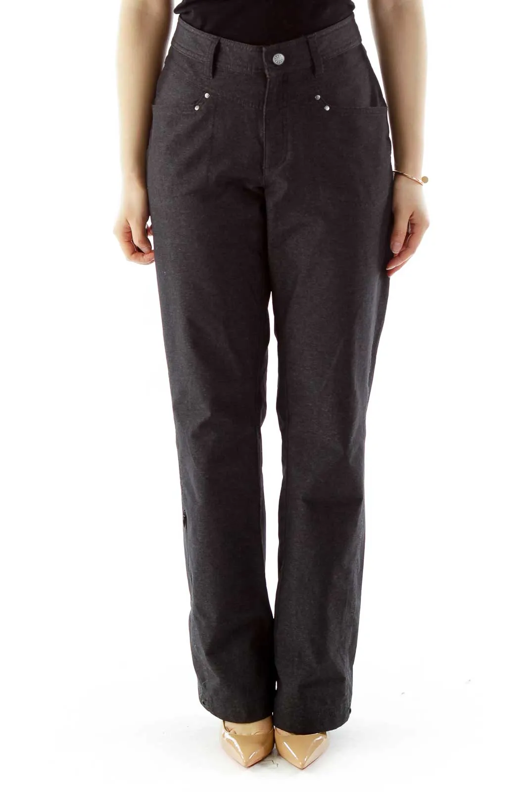 Dark Gray Straight-Leg Pants