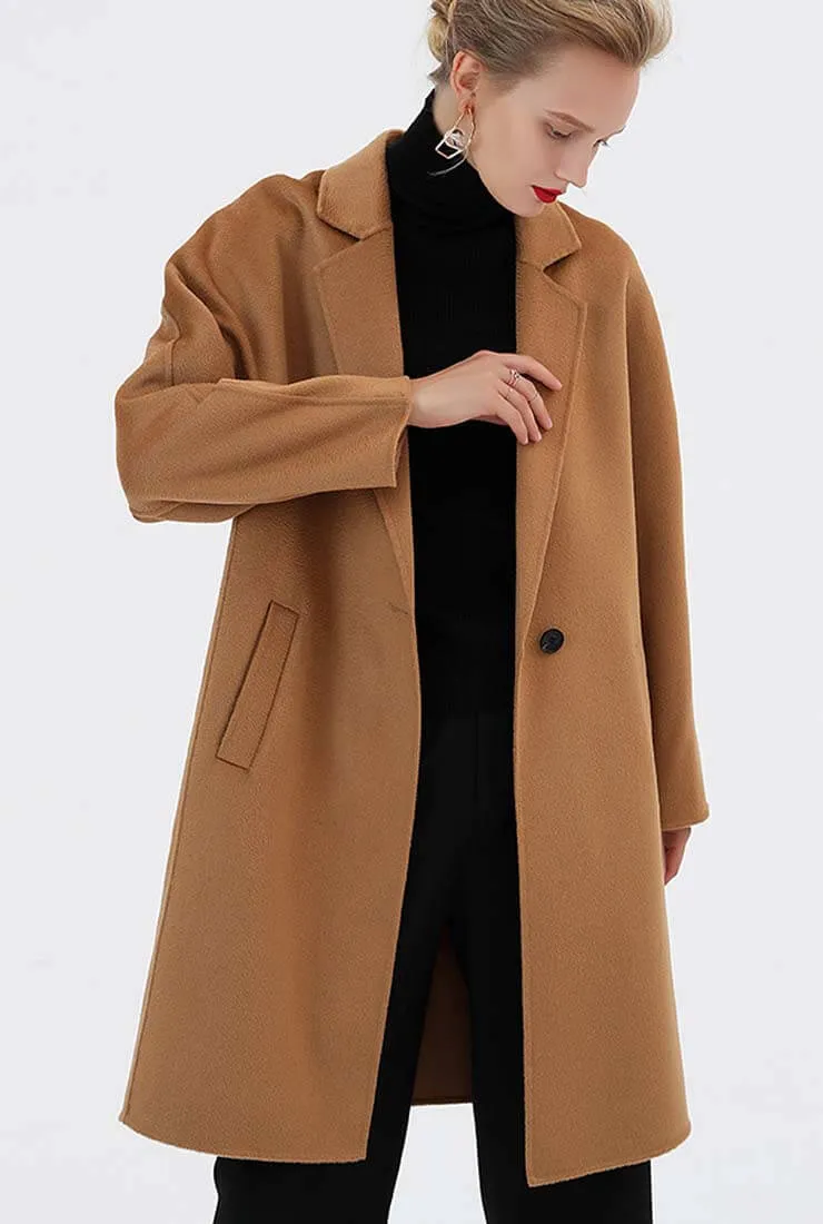 Double Faced Cashmere Mid-length Wool Coat