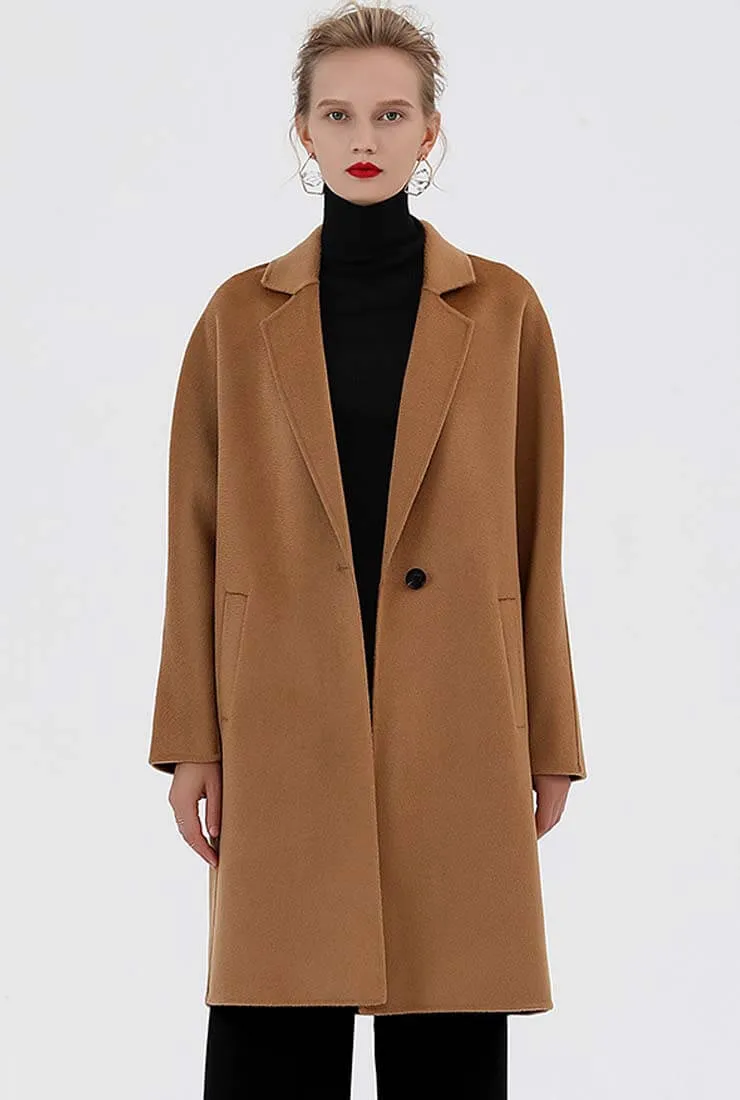 Double Faced Cashmere Mid-length Wool Coat