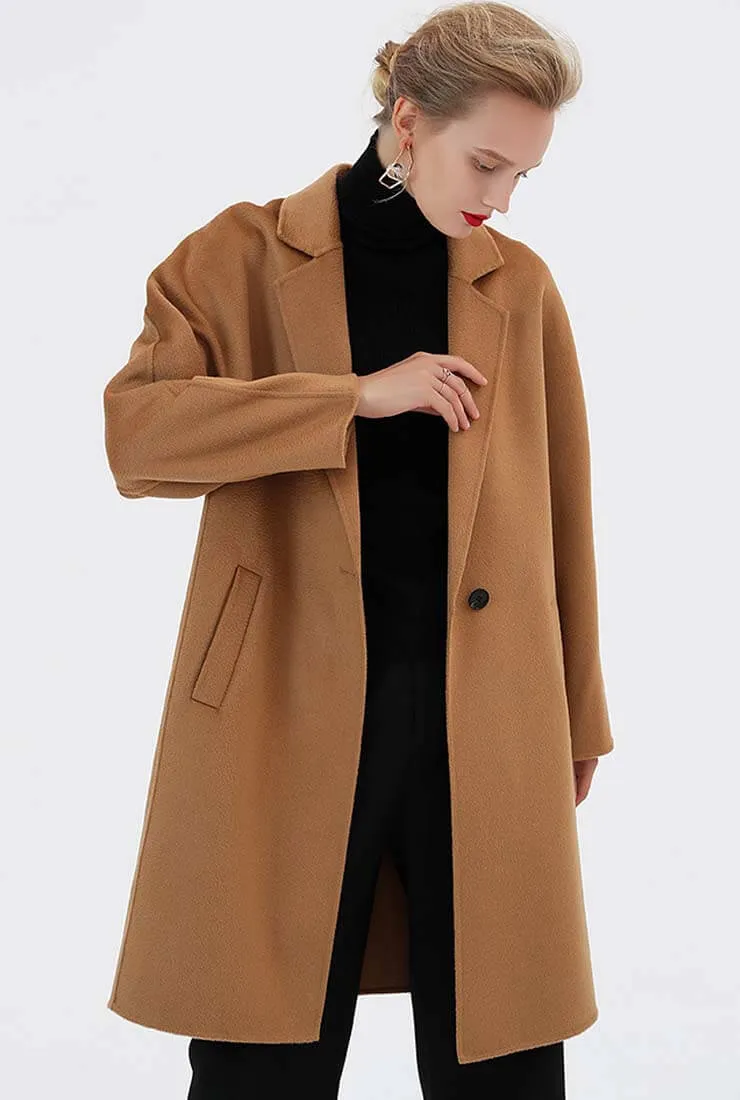 Double Faced Cashmere Mid-length Wool Coat