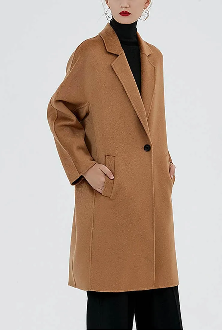 Double Faced Cashmere Mid-length Wool Coat