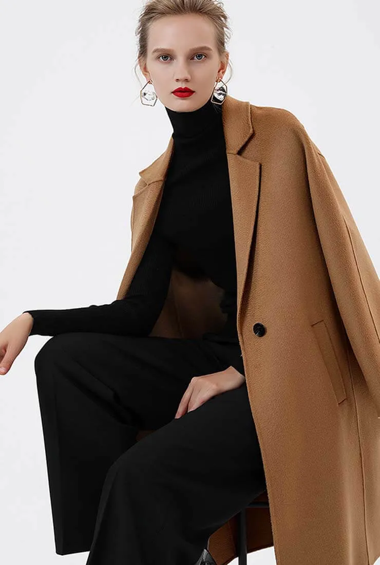 Double Faced Cashmere Mid-length Wool Coat