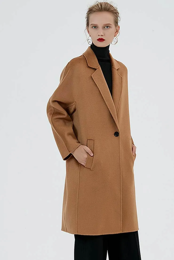 Double Faced Cashmere Mid-length Wool Coat