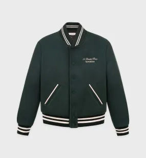 Faubourg Wool Varsity Jacket - Forest Green/Cream