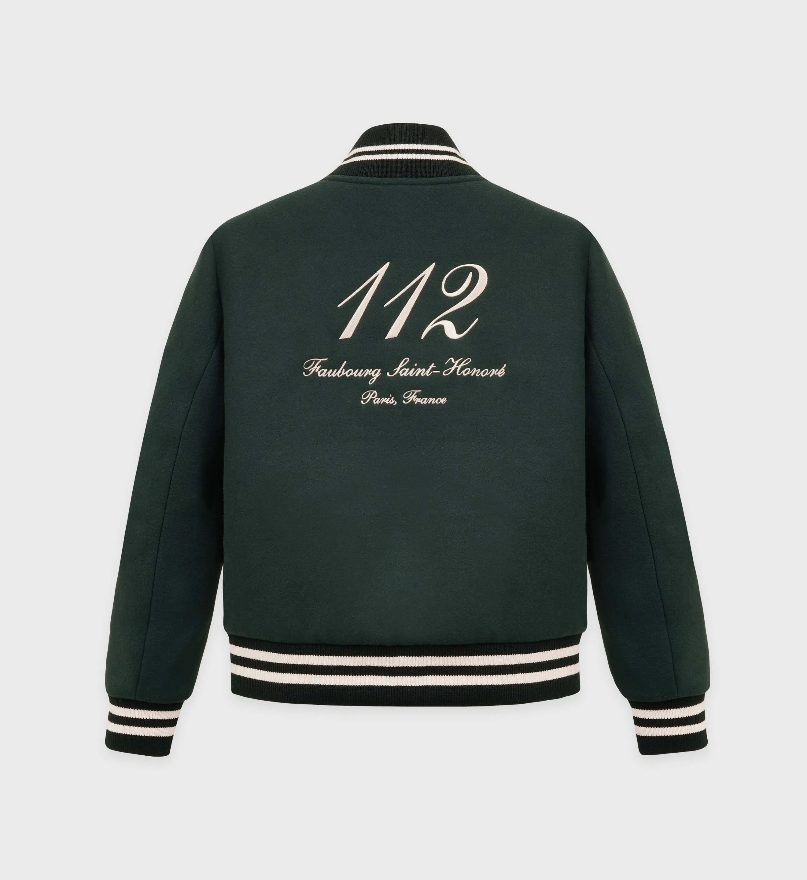 Faubourg Wool Varsity Jacket - Forest Green/Cream