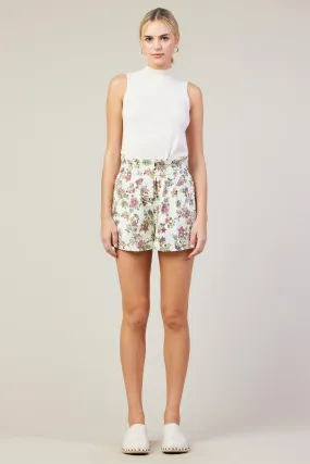 Floral Print Paper Bag Shorts