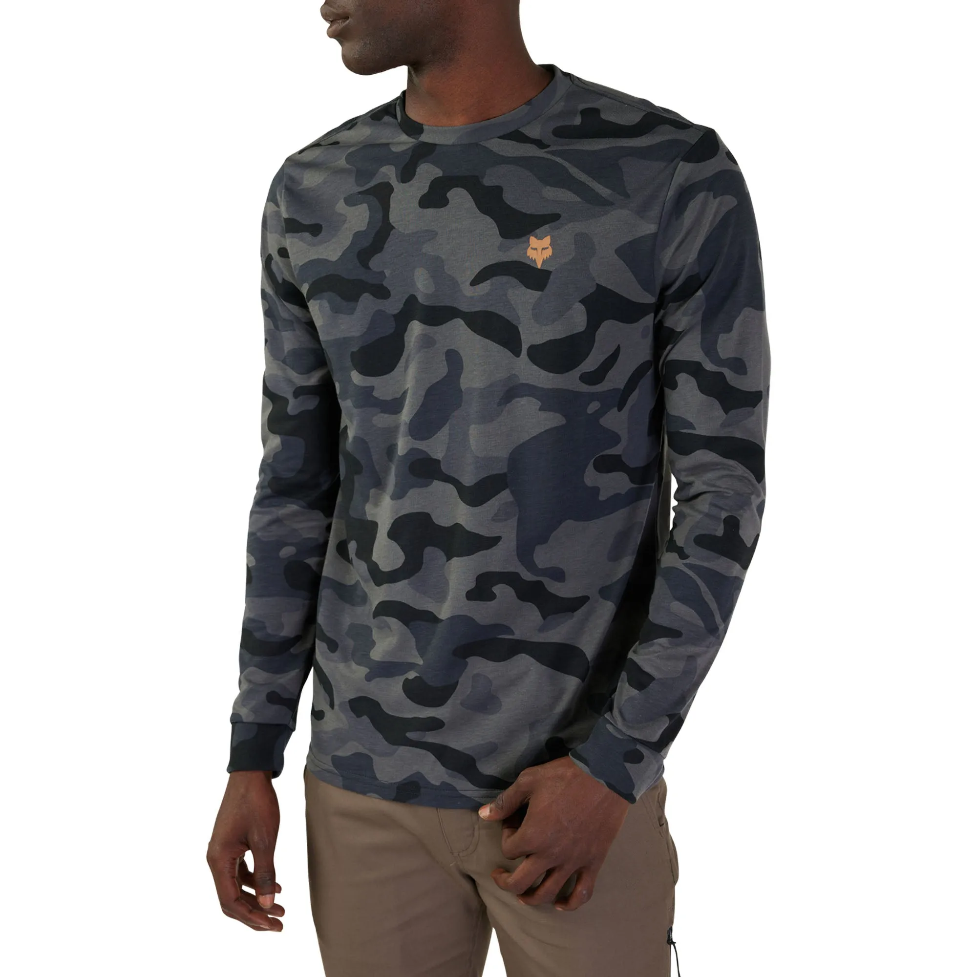 Fox Racing  Mens Fox Head Long Sleeve Tech Tee Camo T-Shirt TruDri Black Camo