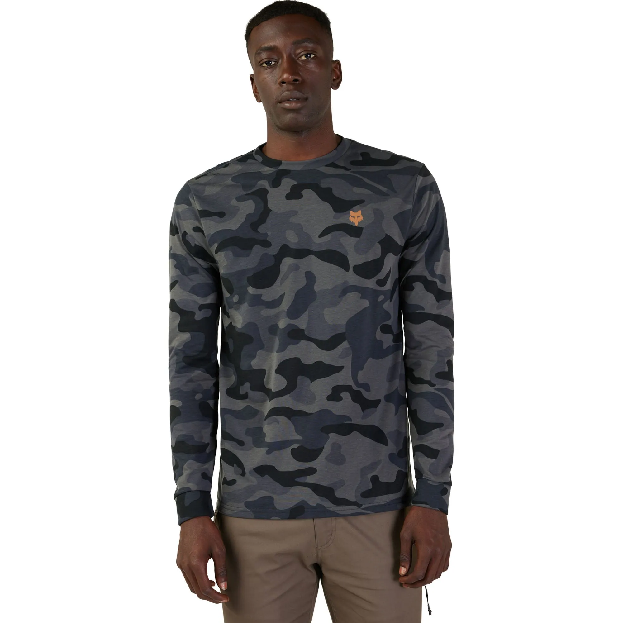 Fox Racing  Mens Fox Head Long Sleeve Tech Tee Camo T-Shirt TruDri Black Camo