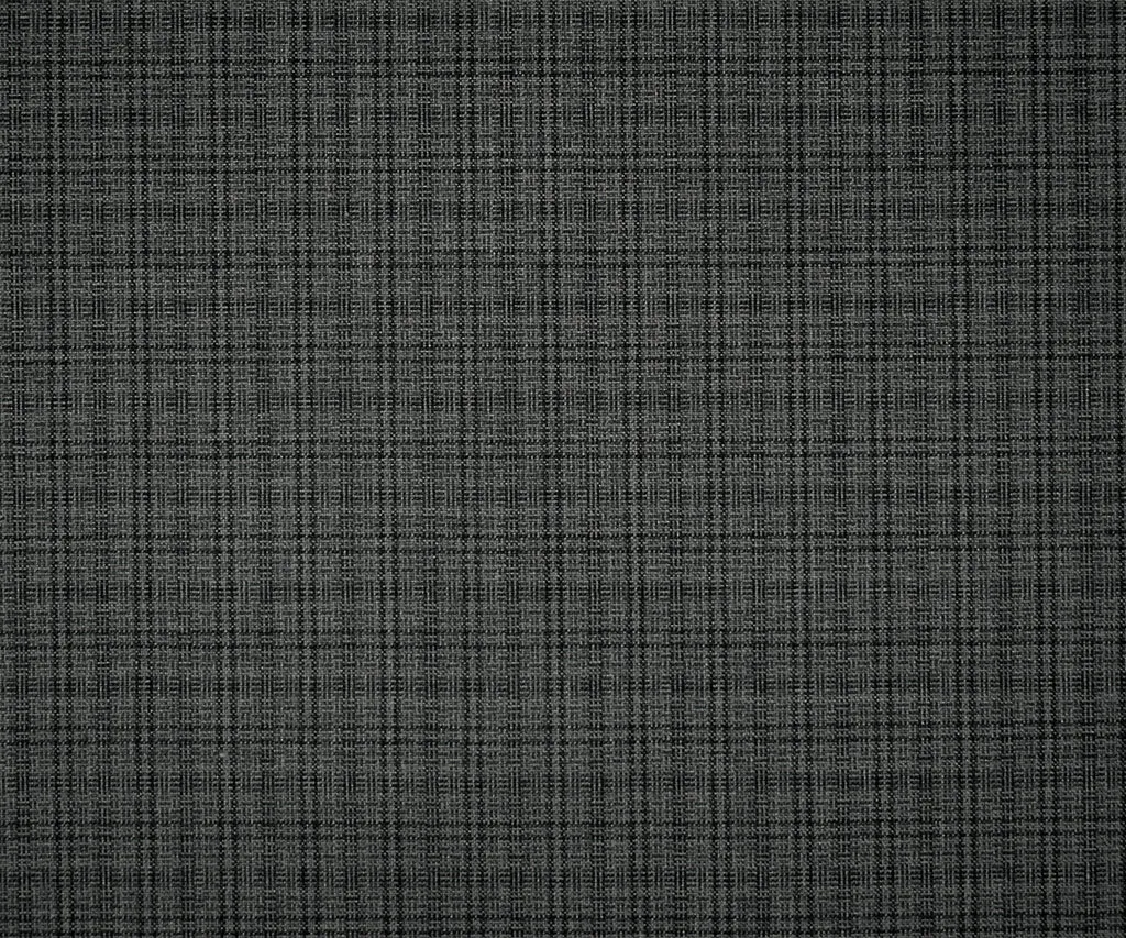 Gray-Black Polyester-Wool Plaid Shirting Woven Fabric