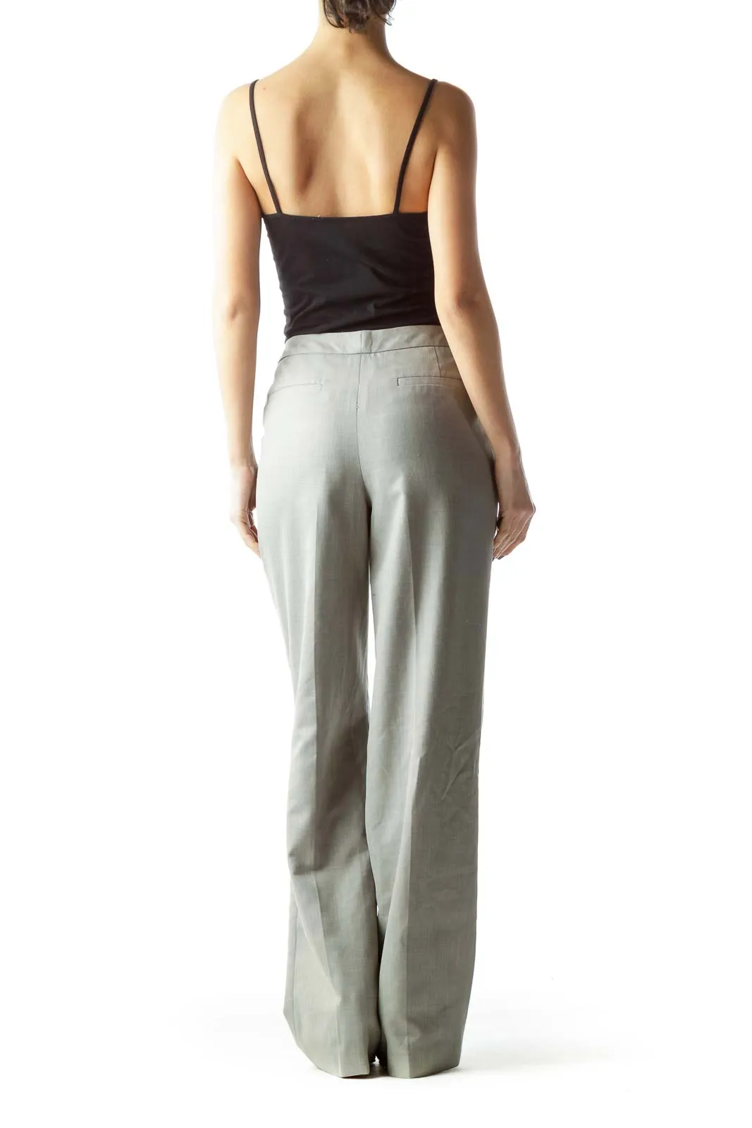 Gray Classic Straight-Leg Trousers