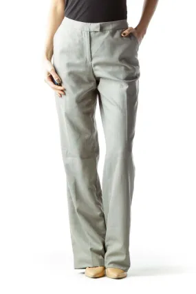 Gray Classic Straight-Leg Trousers