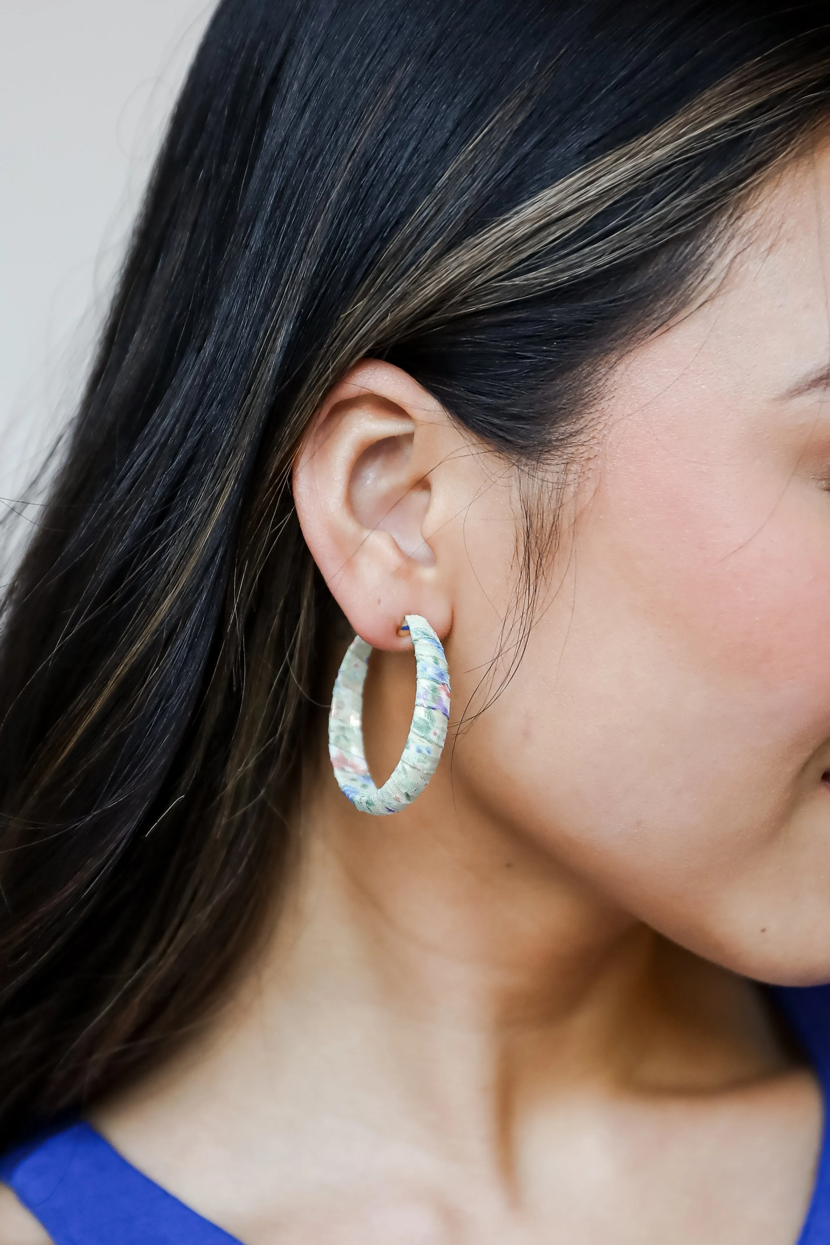 Kaylee Green Floral Hoop Earrings