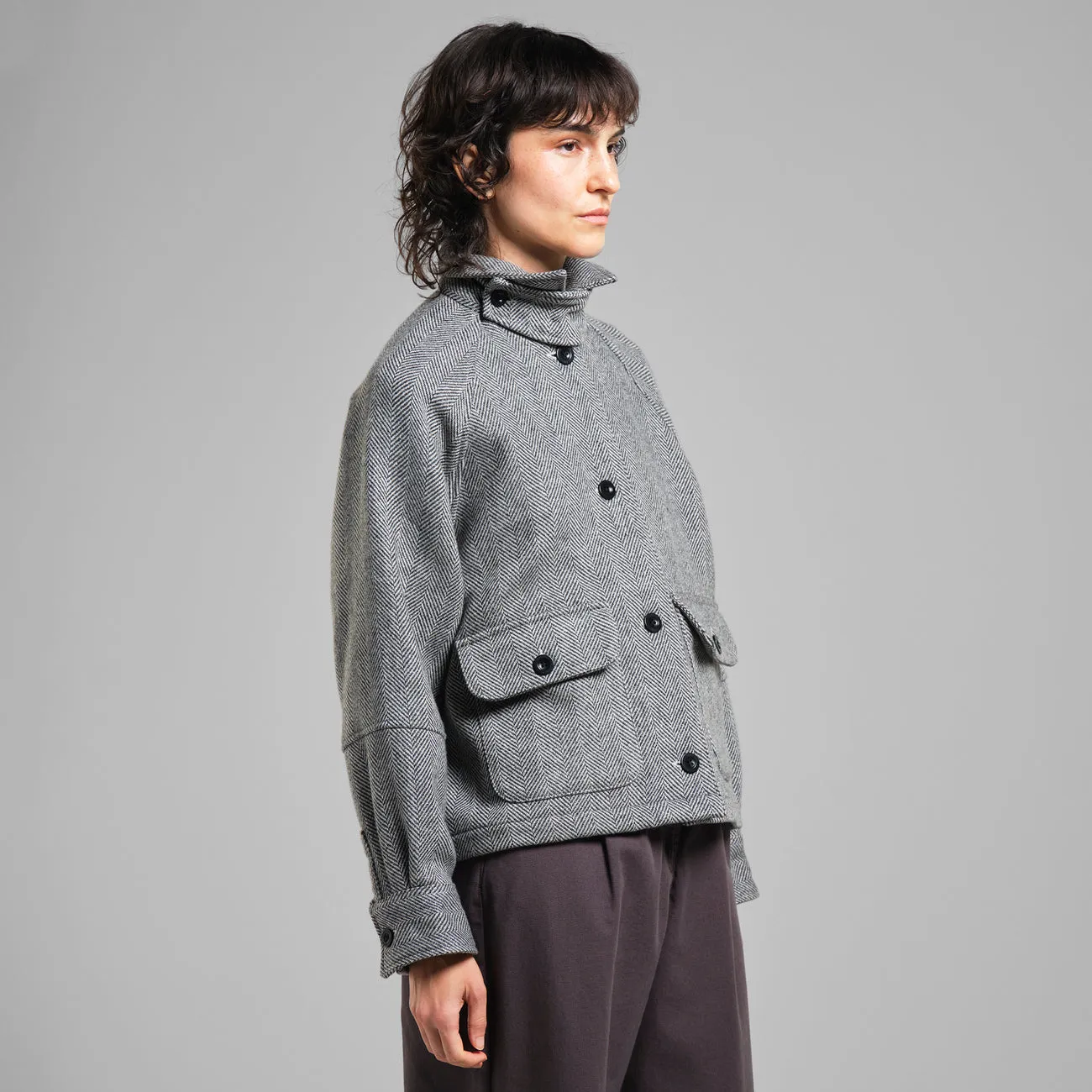 LAST ONE in S - Nabben Wool Jacket - Herringbone Black