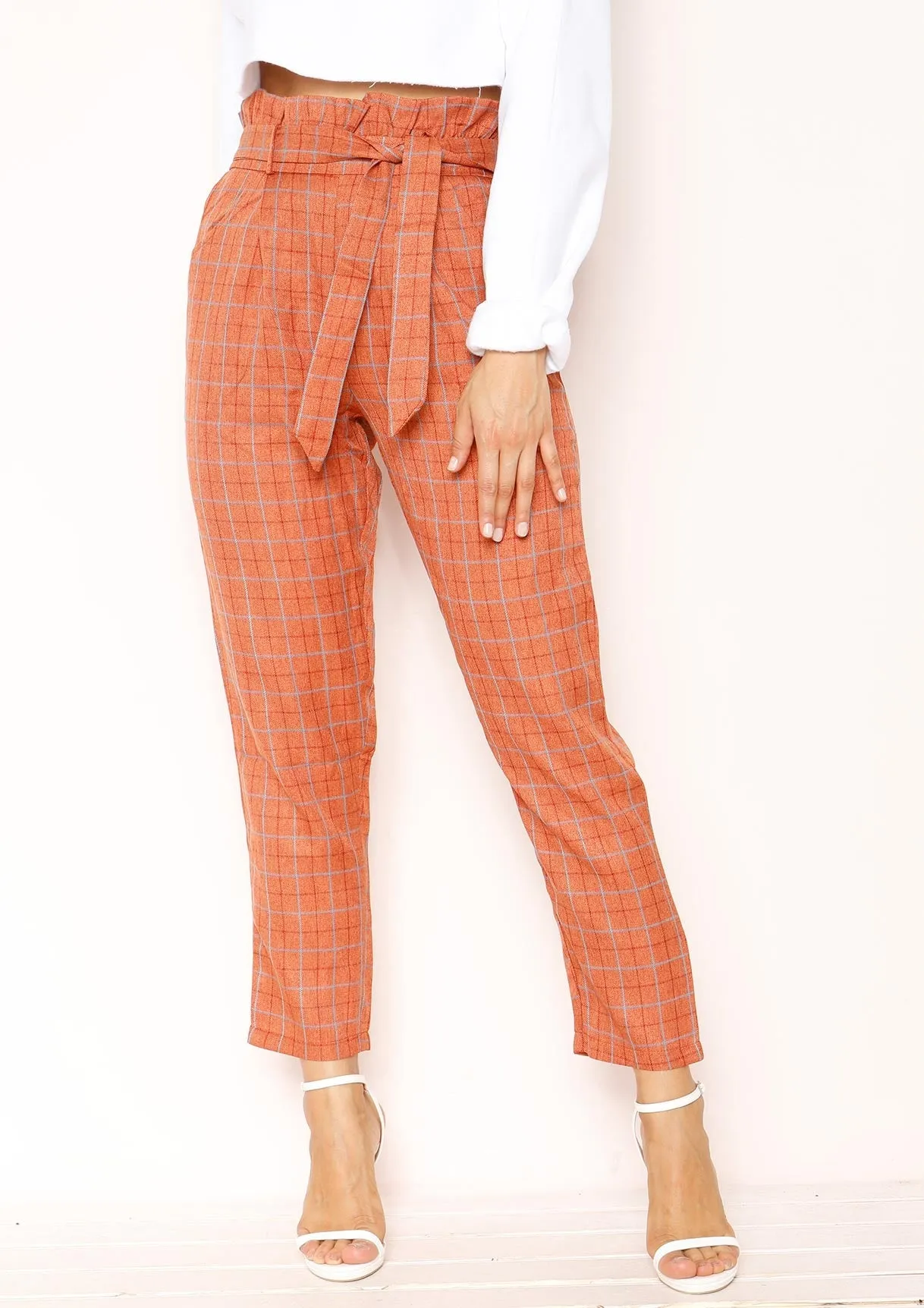 Lesley Rust Checked Paperbag Trousers