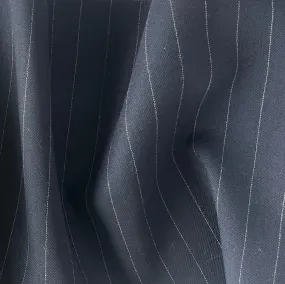 Lighter Weight Deep Navy Pinstriped Wool Twill (Made in USA)