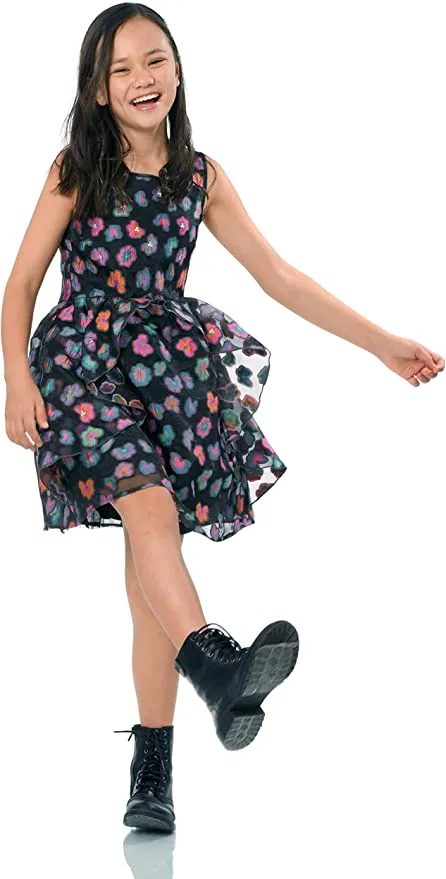 Little I Big Girls Color Block Floral Dress tm38108