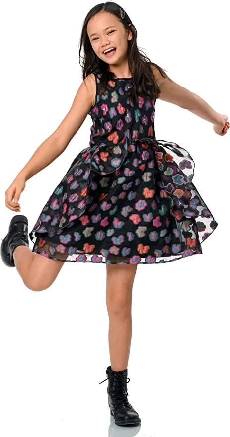 Little I Big Girls Color Block Floral Dress tm38108