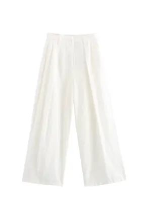 'Melanie' Linen Blend Wide-leg Pants