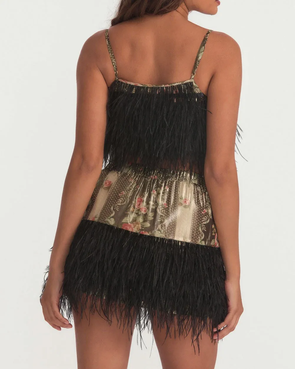 Midnight Ruby Risha Feather Mini Skirt