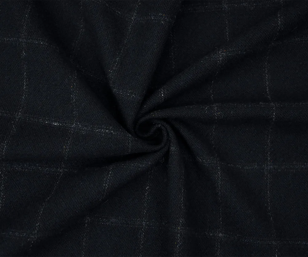 Navy-Brown-Gray Wool Check Jacketing Woven Fabric