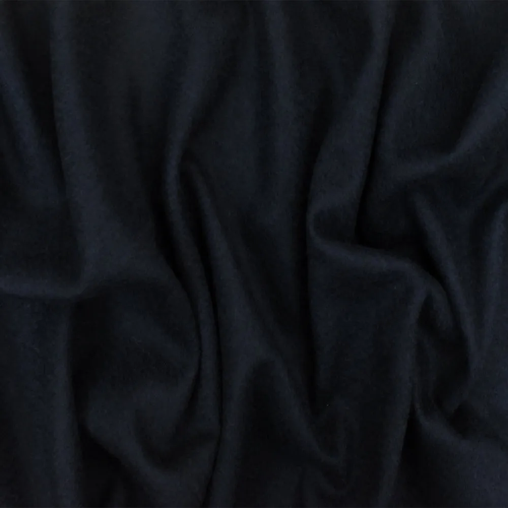 Night Blue Solid Brushed Back Wool-Poly Jersey Knit Fabric