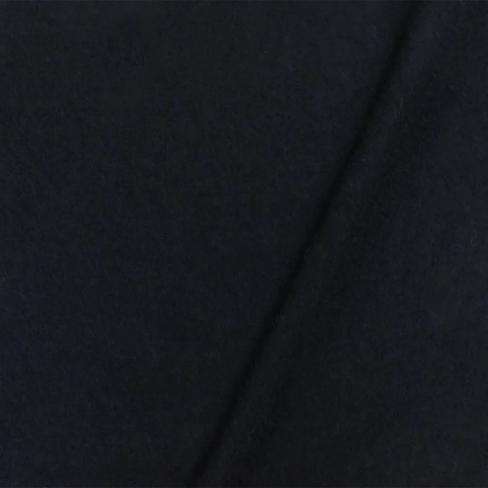 Night Blue Solid Brushed Back Wool-Poly Jersey Knit Fabric